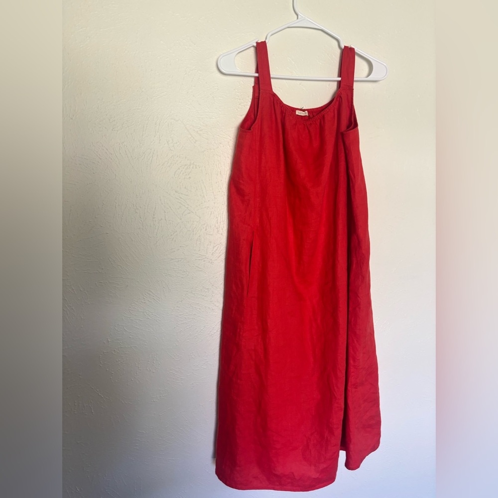 Eileen Fisher Organic Linen Red Dress Large - Picture 5 of 7